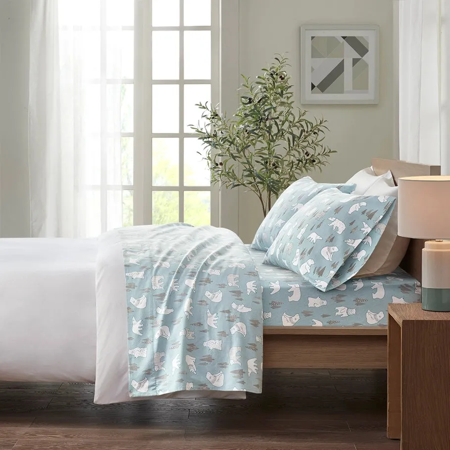 Polar Bear Cotton Flannel Sheets