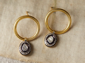 Polki Diamond Hoop Earrings Jewelry,fashion costume jewelry