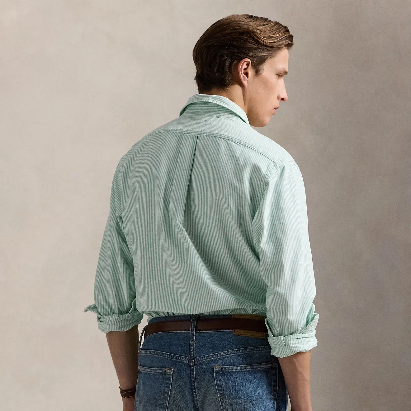 Polo Ralph Lauren Long Sleeve Sport Shirt Custom F Summer Emerald / White