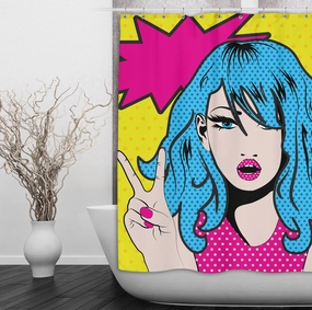 Pop Culture Comic Shower Curtains and Optional Bath Mats Lighting,Lamps Fixtures