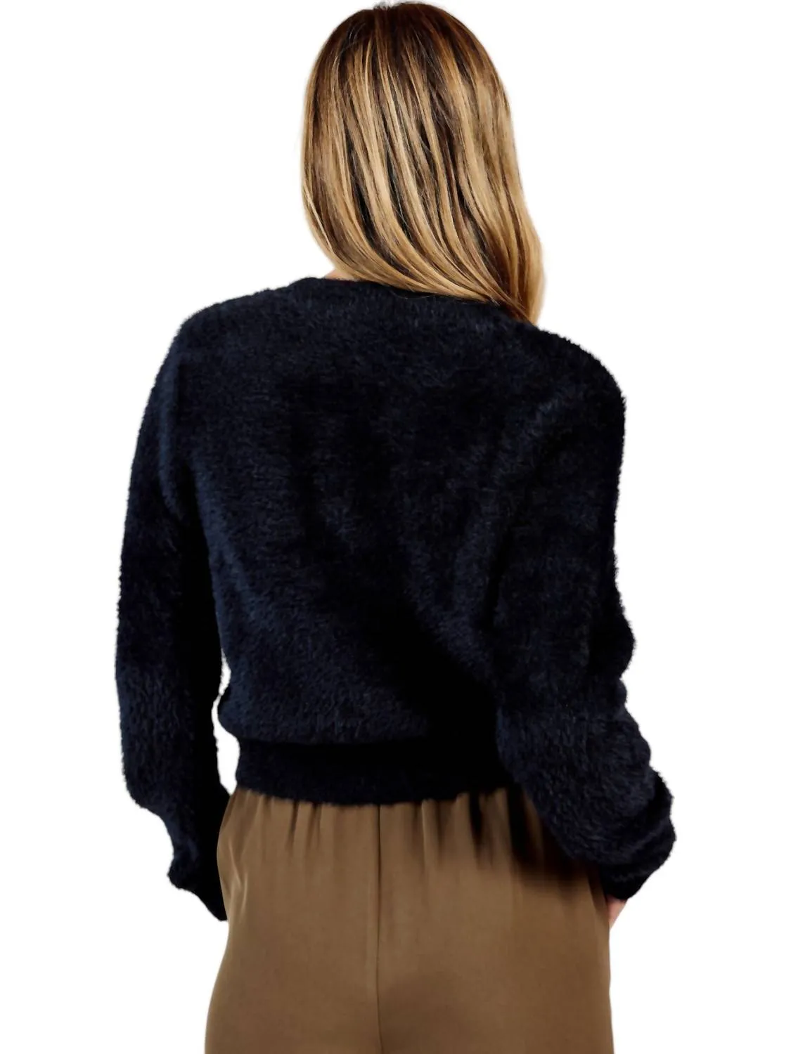 Porcelain Cardigan With Rhinstone Bows In Black