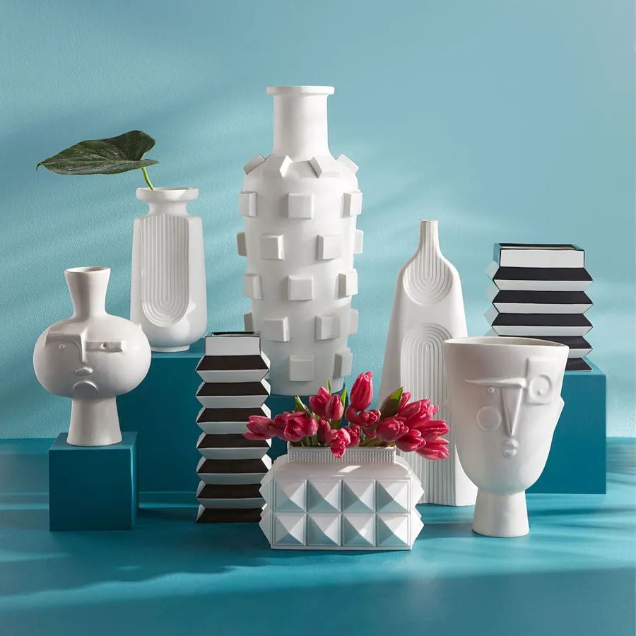 Porcelain Studded Low Vase | Jonathan Adler Charade