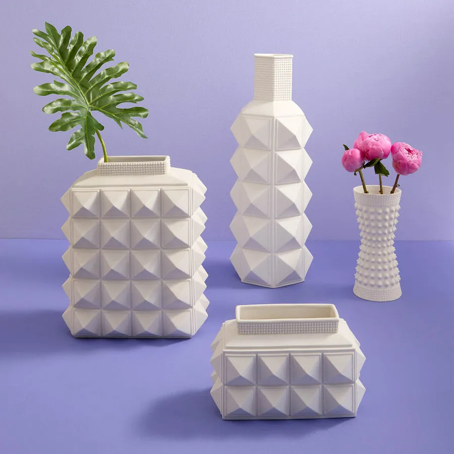 Porcelain Studded Low Vase | Jonathan Adler Charade