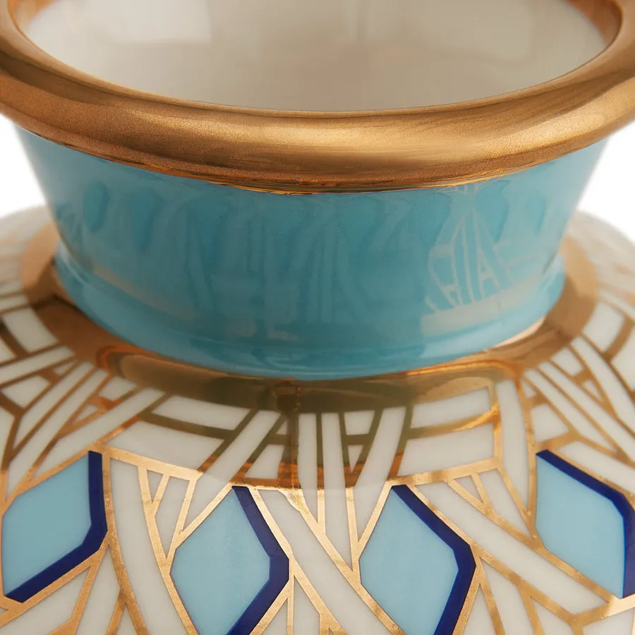 Porcelain Turquoise Round Vase | Jonathan Adler Basketweave