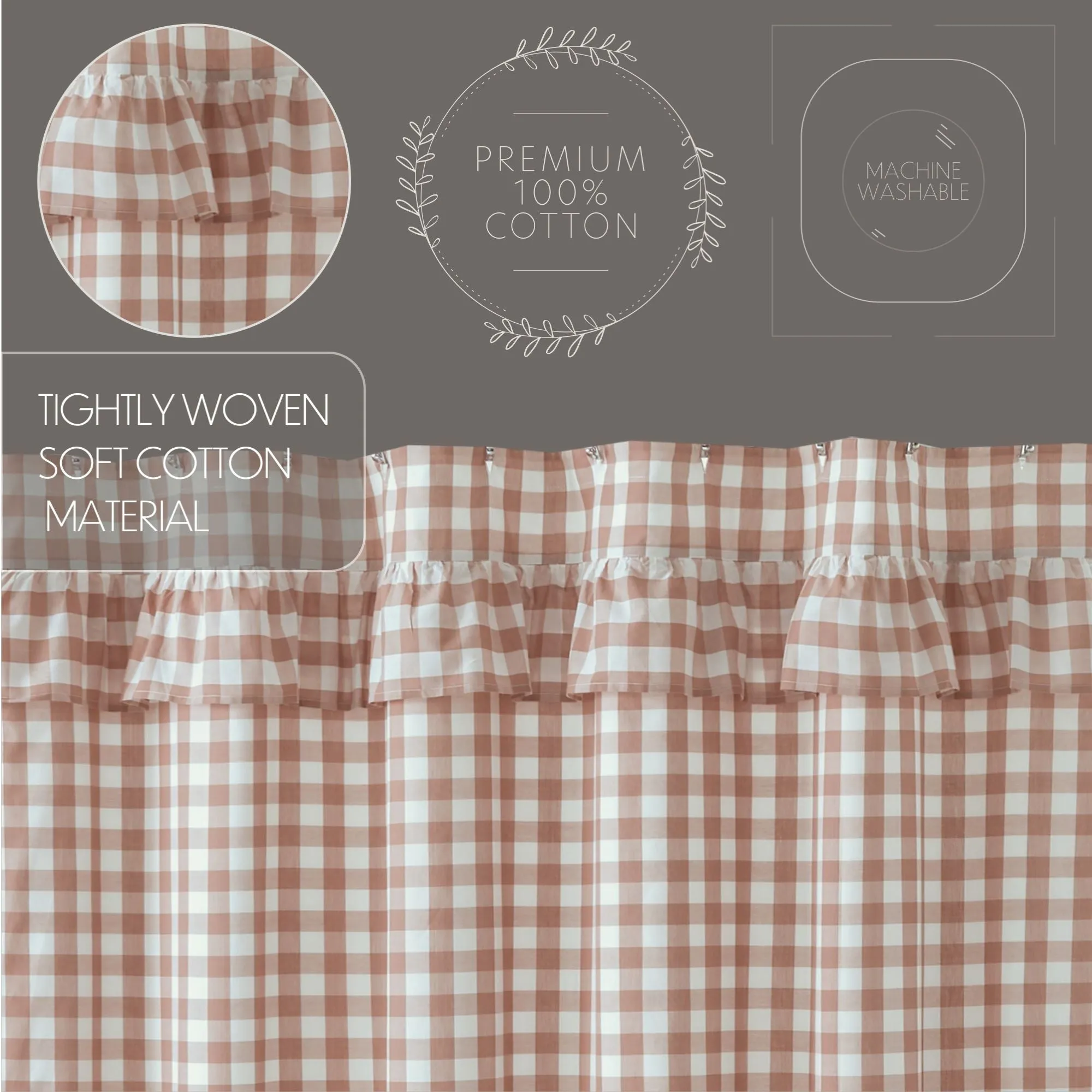 Portabella Buffalo Check Ruffled Shower Curtain