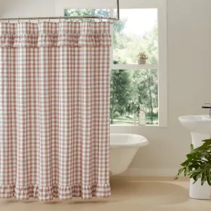 Portabella Buffalo Check Ruffled Shower Curtain Lighting,Lamps Fixtures