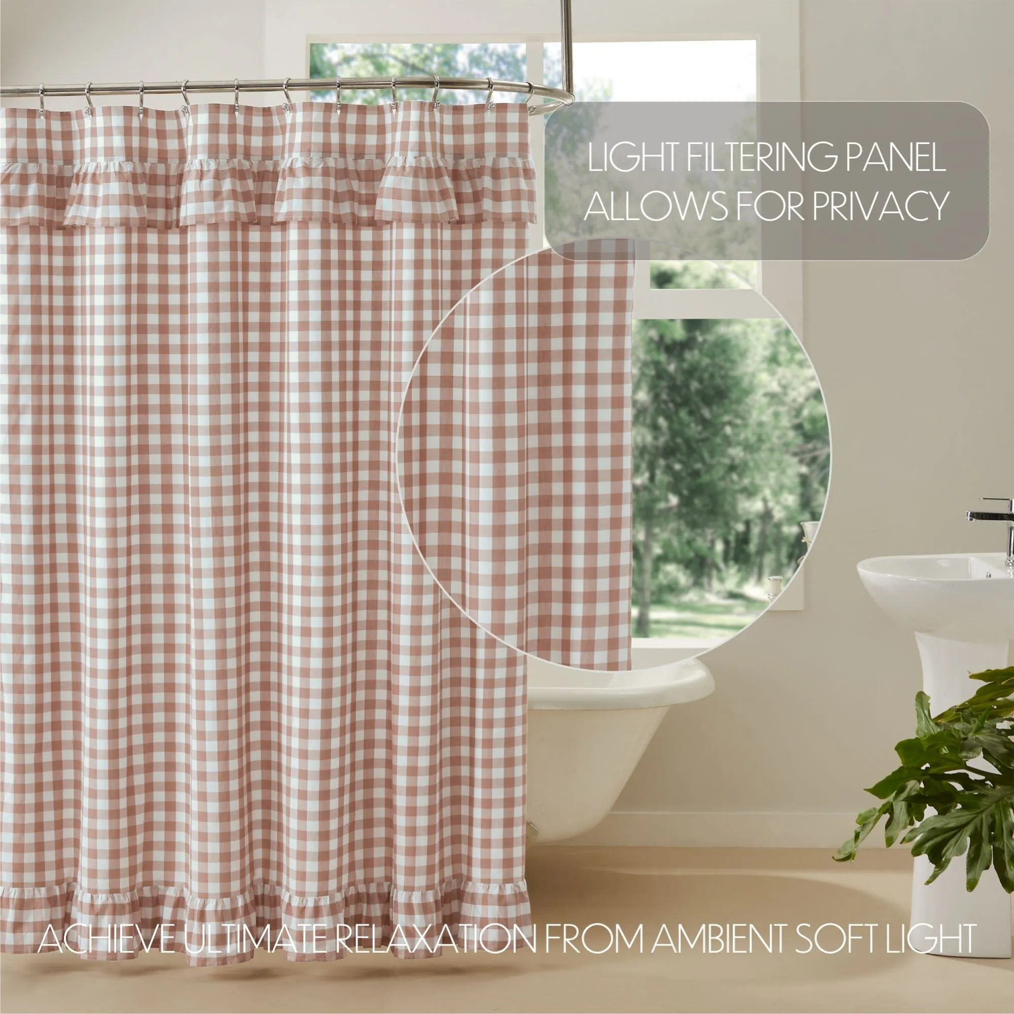 Portabella Buffalo Check Ruffled Shower Curtain