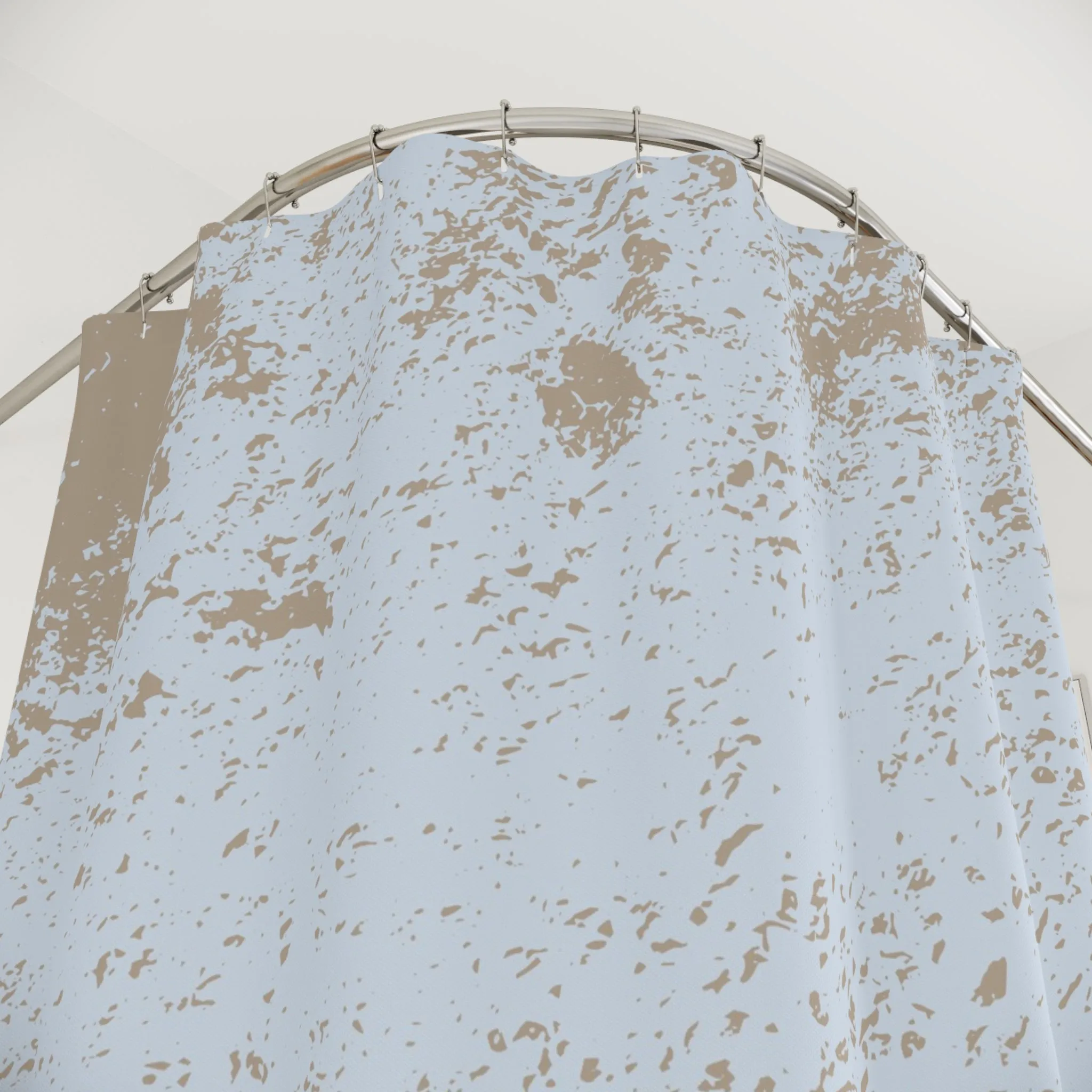 Powder Blue Shower Curtain | Beige Minimalist Fabric Curtain