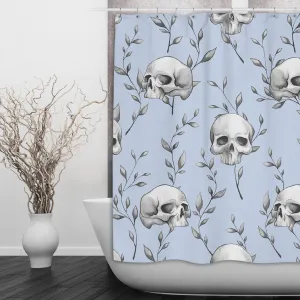 Powder Blue Skull and Branch Shower Curtains and Optional Bath Mats Lighting,Lamps Fixtures