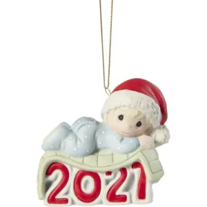 Precious Moments Dated 2021 Baby's 1st Christmas Boy Ornament Decorative Mirror,Home Decor Mirror