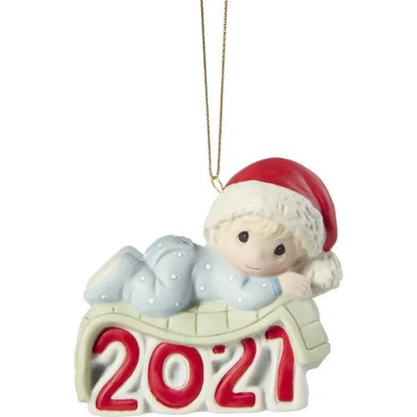 Precious Moments Dated 2021 Baby's 1st Christmas Boy Ornament Decorative Mirror,Home Decor Mirror