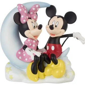 Precious Moments Love You To The Moon And Back Mickey Mouse and Minnie Mouse Figurine Decorative Mirror,Home Decor Mirror