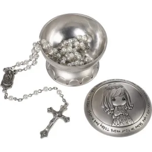 Precious Moments May His Light Shine In Your Heart Today And Always, Rosary Box With Rosary, Girl Decorative Mirror,Home Decor Mirror