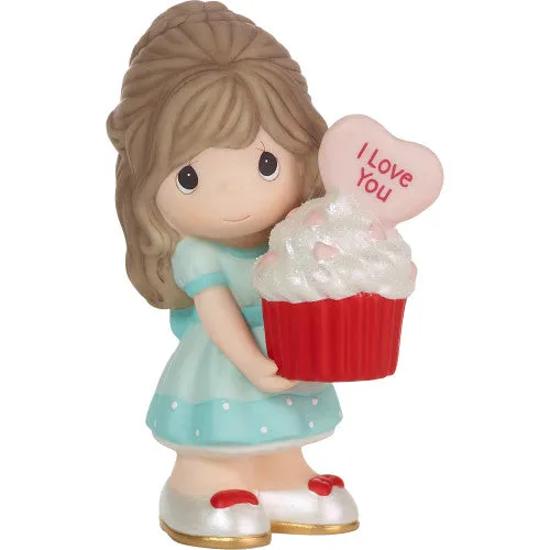 Precious Moments You Bake Me Happy Brunette Girl with I Love You Message and Cupcake Porcelain Figurine Decorative Mirror,Home Decor Mirror