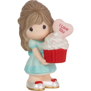 Precious Moments You Bake Me Happy Brunette Girl with I Love You Message and Cupcake Porcelain Figurine Decorative Mirror,Home Decor Mirror
