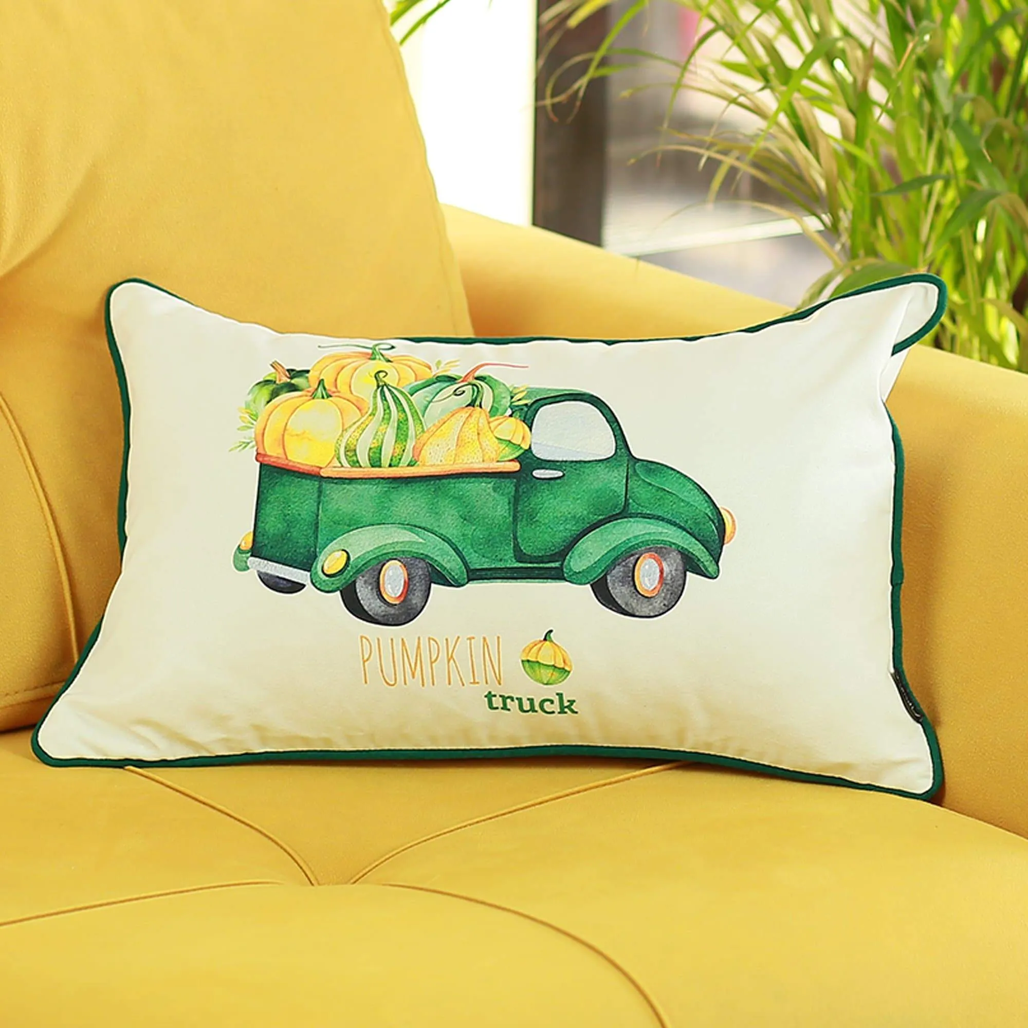 Pumpkin Truck Throw Pillow Covers