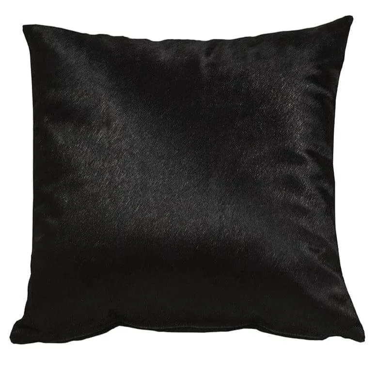 Pure Black Cowhide Pillow Covers