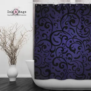 Purple Blue Bats and Dots Shower Curtains and Optional Bath Mats Lighting,Lamps Fixtures