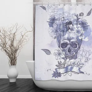 Purple Watercolor Floral Skull Shower Curtains and Optional Bath Mats Lighting,Lamps Fixtures