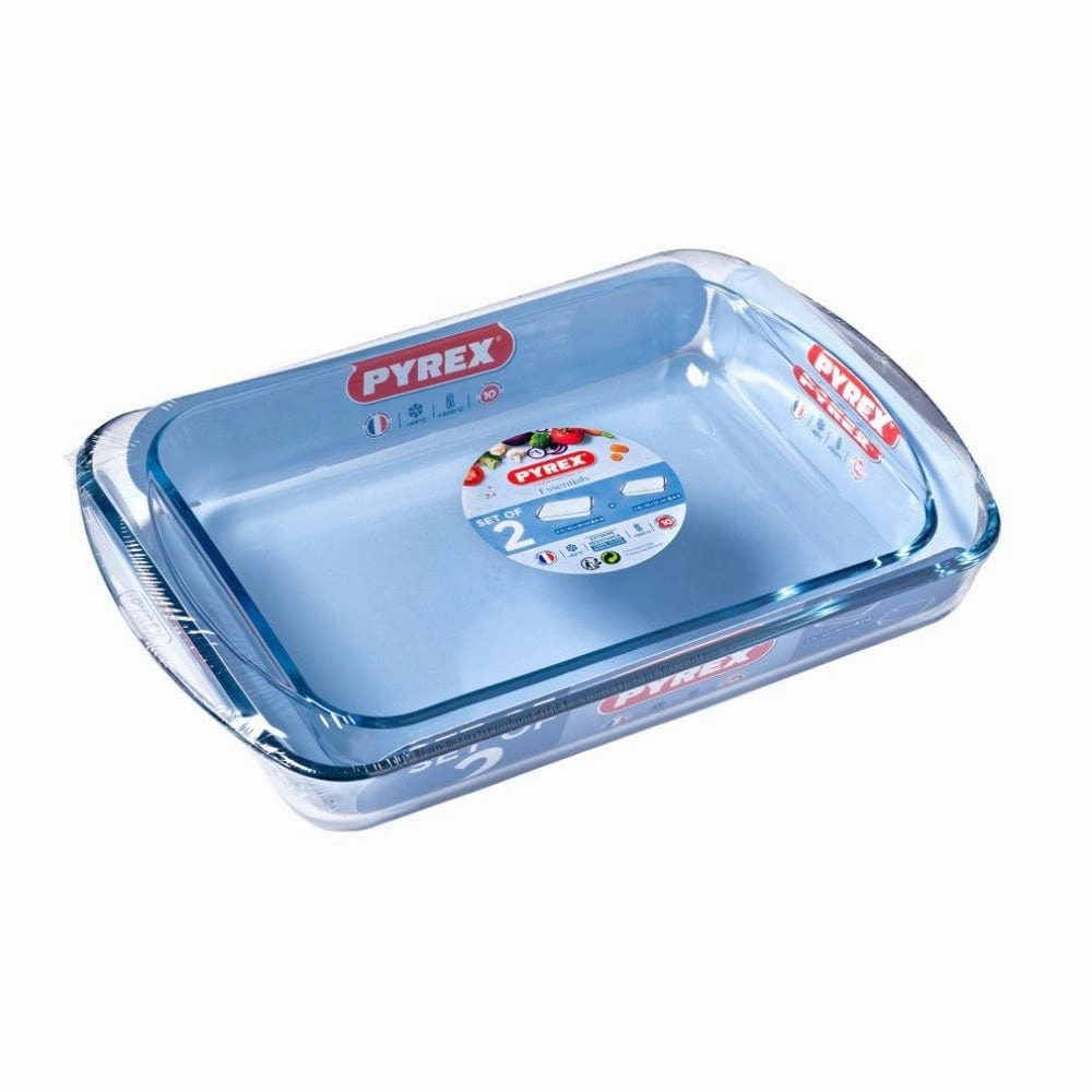 Pyrex Classic 2 Piece Rectangular Glass Baking Roasting Bake Roaster Dish Set Kitchen,modern kitchen essentials