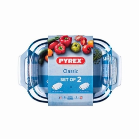 Pyrex Classic 2 Piece Rectangular Roaster Set Kitchen,modern kitchen essentials