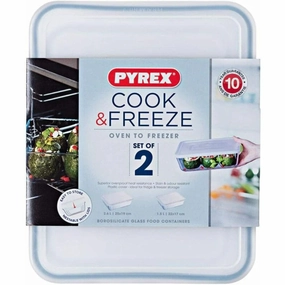 Pyrex Cook & Freeze Storage Set, 1.5L, 2.6L, 2pcs, Clear Kitchen,modern kitchen essentials