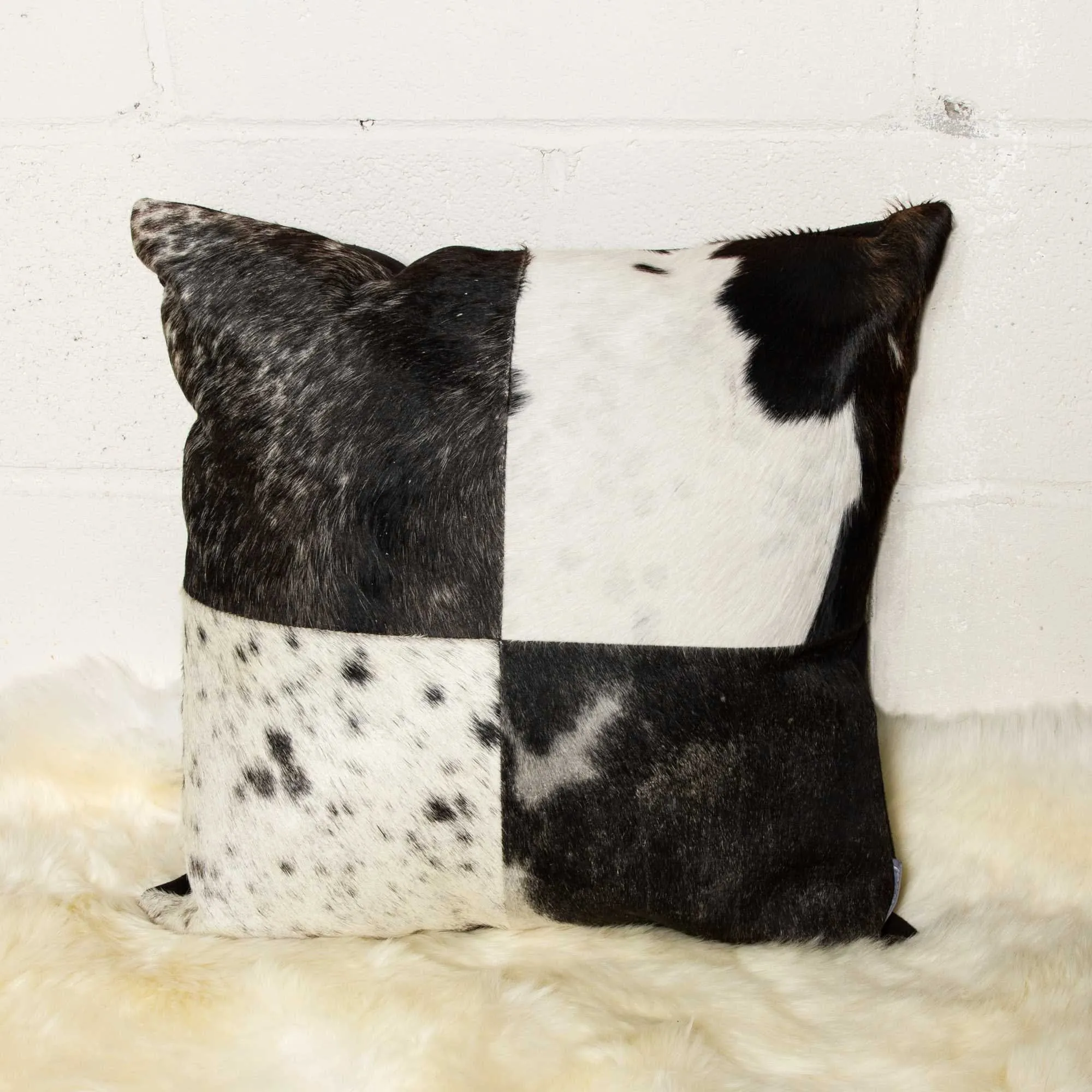 Quatro Panel Black & White Cowhide Pillow