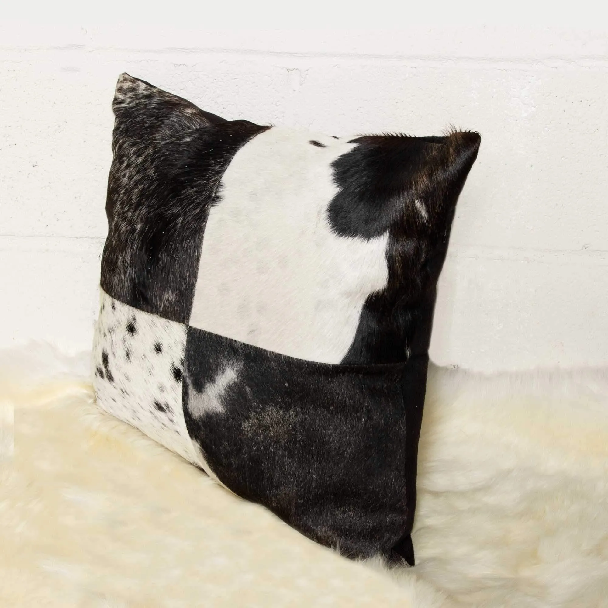 Quatro Panel Black & White Cowhide Pillow
