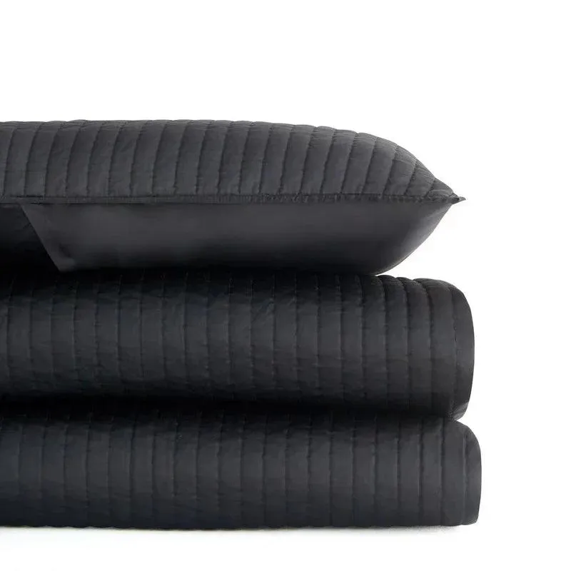 Quilted Brown Satin Euro Sham
