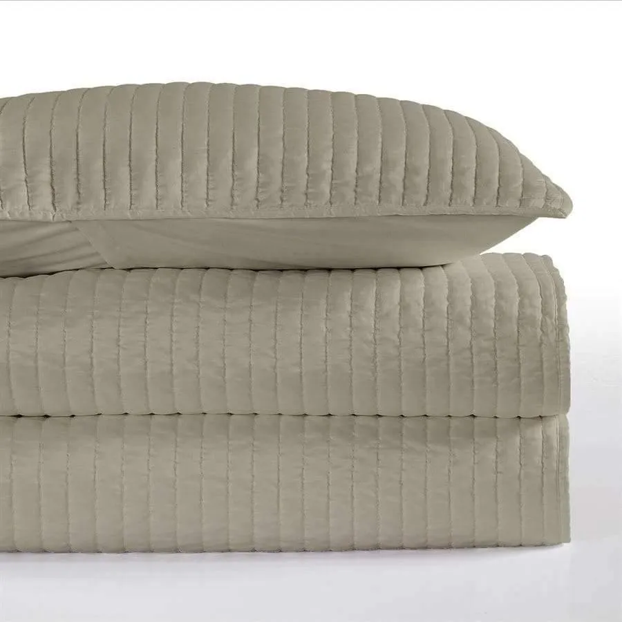 Quilted Taupe Satin Euro Sham