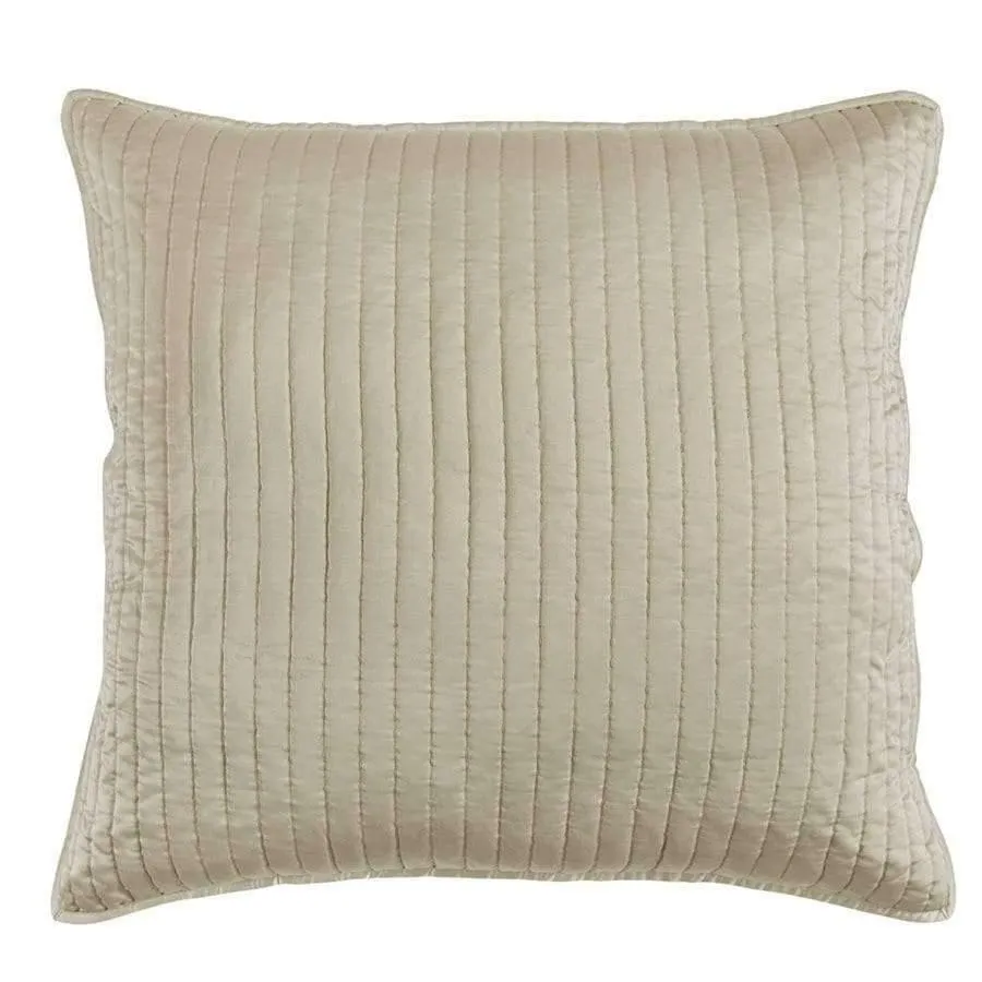Quilted Taupe Satin Euro Sham luxury bedding, duvet cover