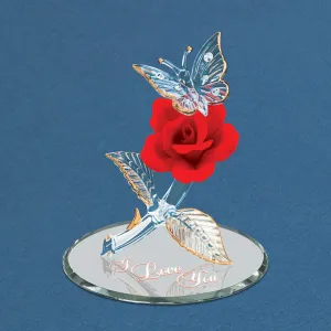 "I Love You" Butterfly with Red Rose Decorative Mirror,Home Decor Mirror