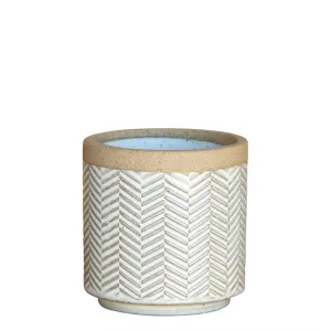 Ramos Banded Chevron Cachepot, Stoneware - 2.5" Vase,Ceramic Vase