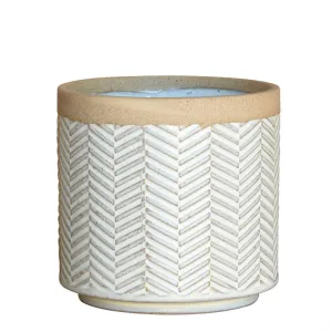 Ramos Banded Chevron Cachepot, Stoneware - 4" Vase,Ceramic Vase