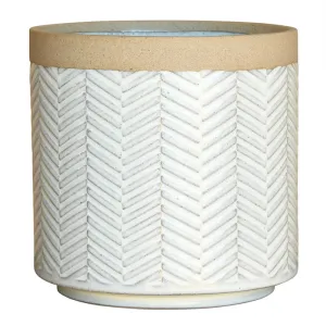 Ramos Banded Chevron Cachepot, Stoneware - 6" Vase,Ceramic Vase