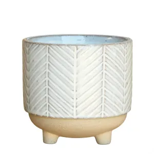 Ramos Chevron Cachepot, Stoneware - 4" Vase,Ceramic Vase