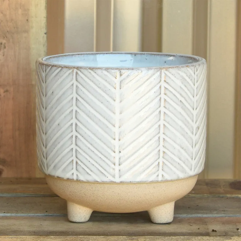 Ramos Chevron Cachepot, Stoneware - 4"