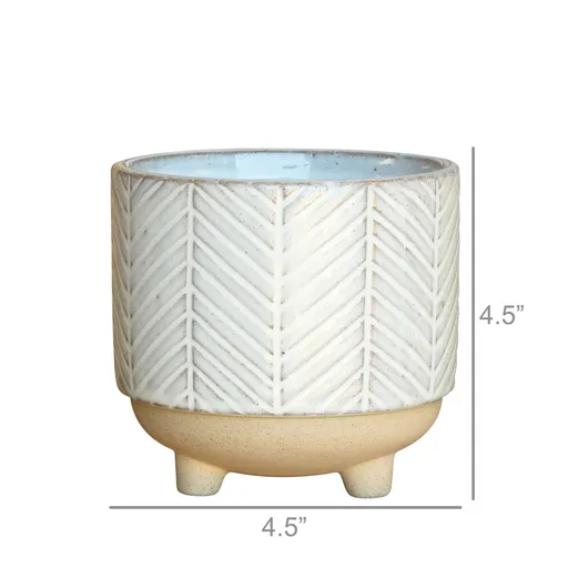 Ramos Chevron Cachepot, Stoneware - 4"
