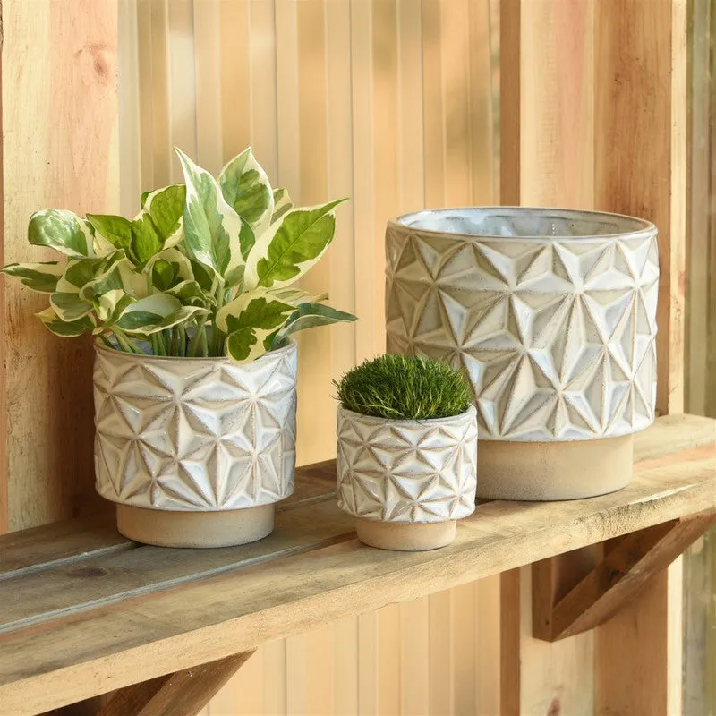 Ramos Geometric Cachepot, Stoneware - 2.5"