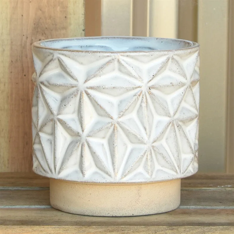 Ramos Geometric Cachepot, Stoneware - 4"