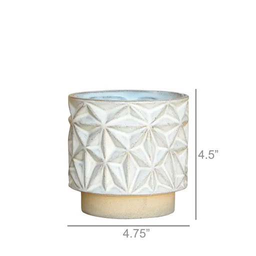 Ramos Geometric Cachepot, Stoneware - 4"