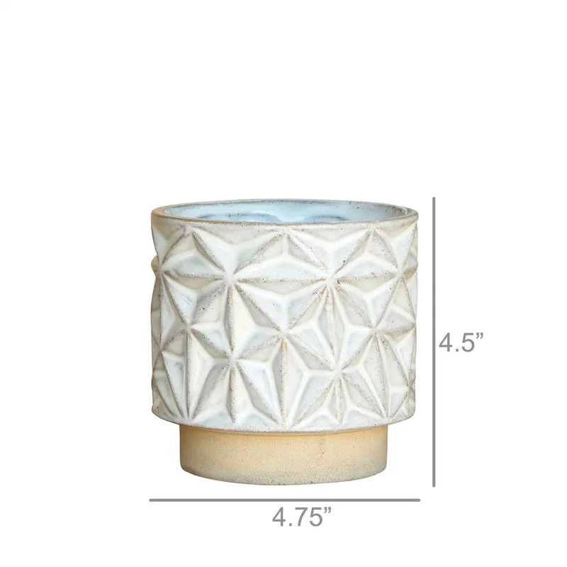 Ramos Geometric Cachepot, Stoneware - 4"