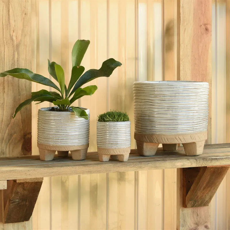 Ramos Horizontal Stripe Cachepot, Stoneware - 4"