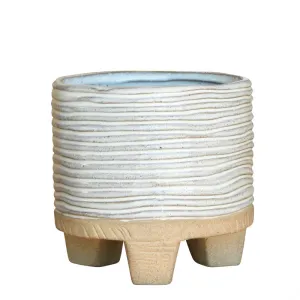Ramos Horizontal Stripe Cachepot, Stoneware - 4" Vase,Ceramic Vase