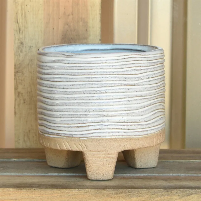 Ramos Horizontal Stripe Cachepot, Stoneware - 4"