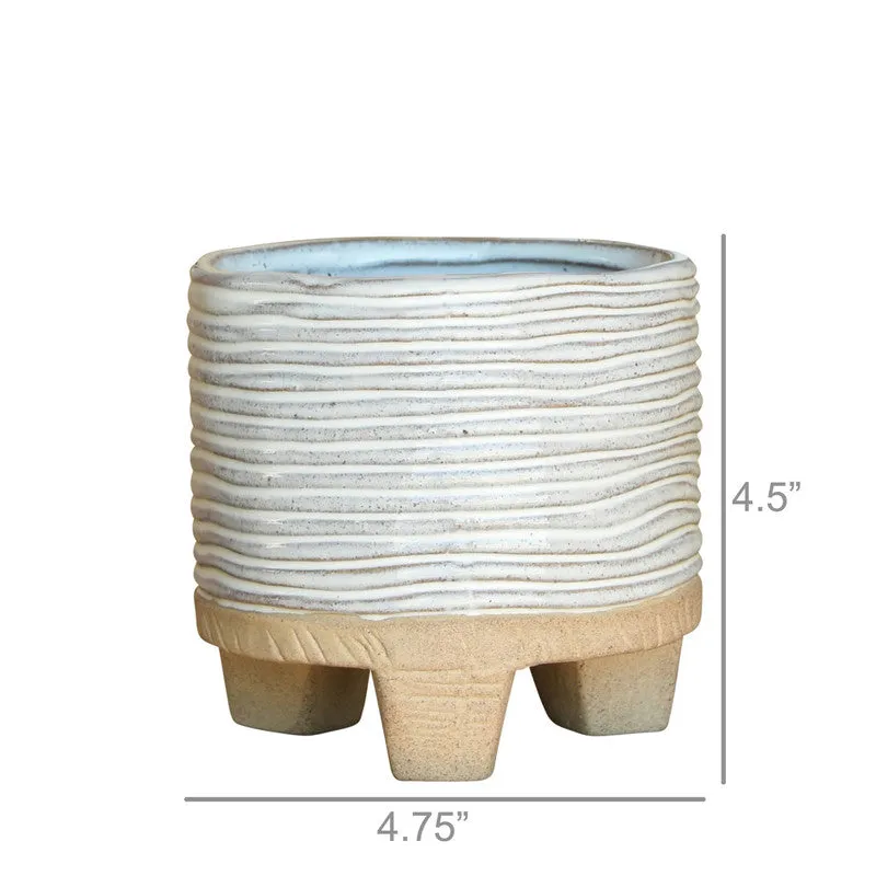 Ramos Horizontal Stripe Cachepot, Stoneware - 4"