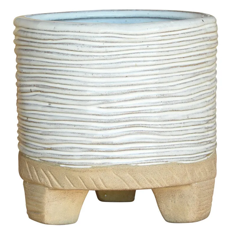 Ramos Horizontal Stripe Cachepot, Stoneware - 6" Vase,Ceramic Vase
