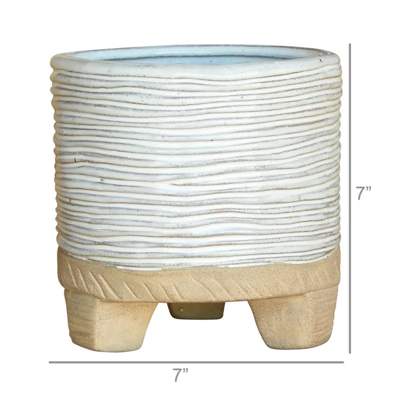 Ramos Horizontal Stripe Cachepot, Stoneware - 6"