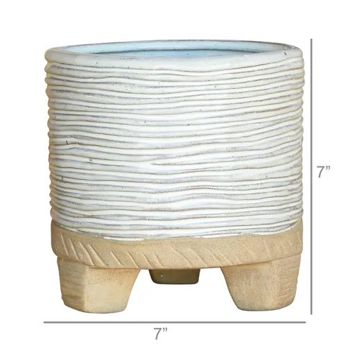 Ramos Horizontal Stripe Cachepot, Stoneware - 6"