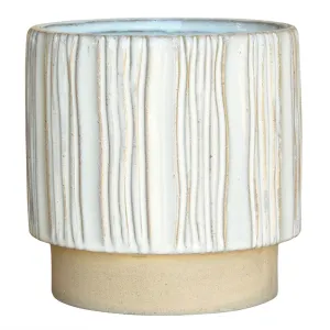 Ramos Vertical Stripe Cachepot, Stoneware - 6" Vase,Ceramic Vase